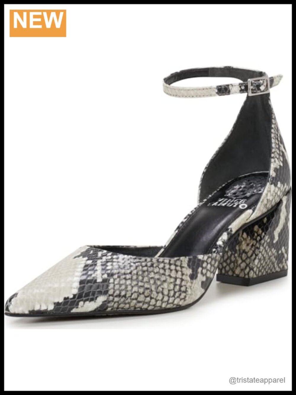 Leather Block Heel Almond Toe Ankle Strap Pump Formal Party Shoe